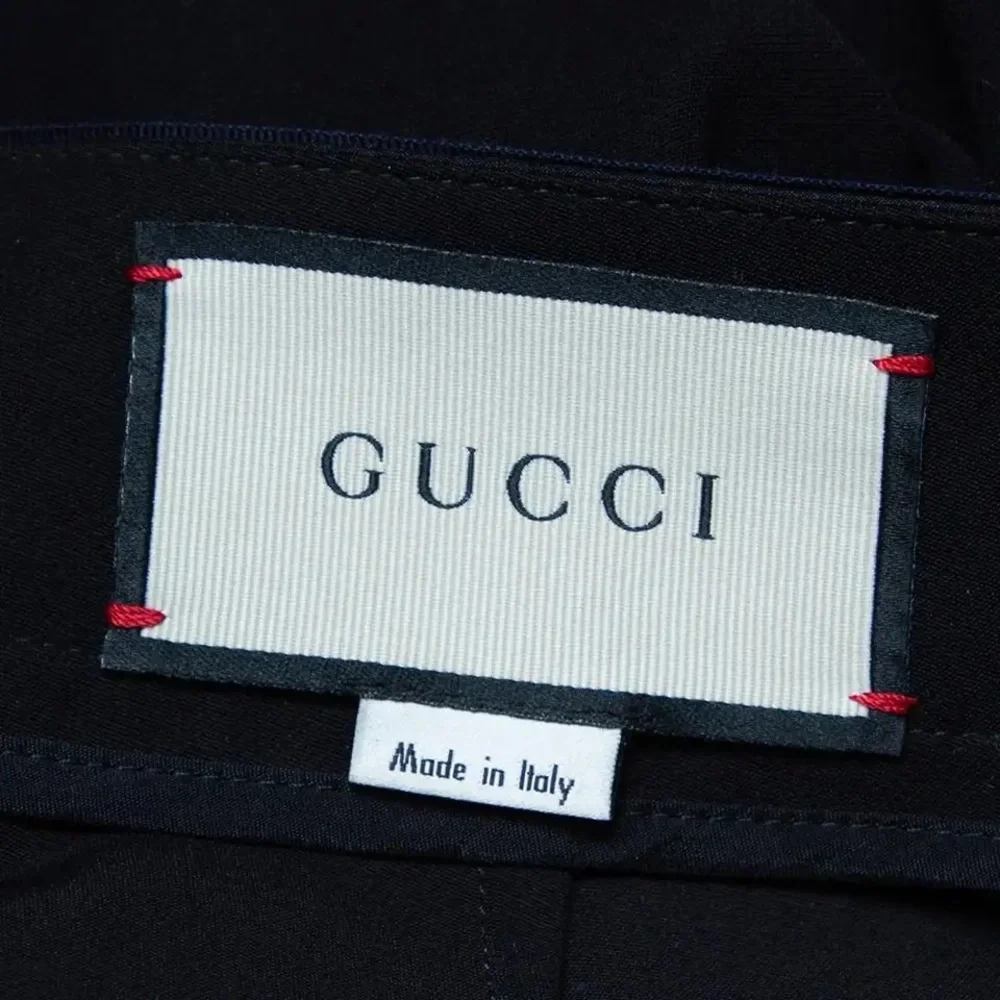 Gucci Black Straight Fit Trouser Pants Red/Blue Crystal Bow Waistband - Picture 9 of 9